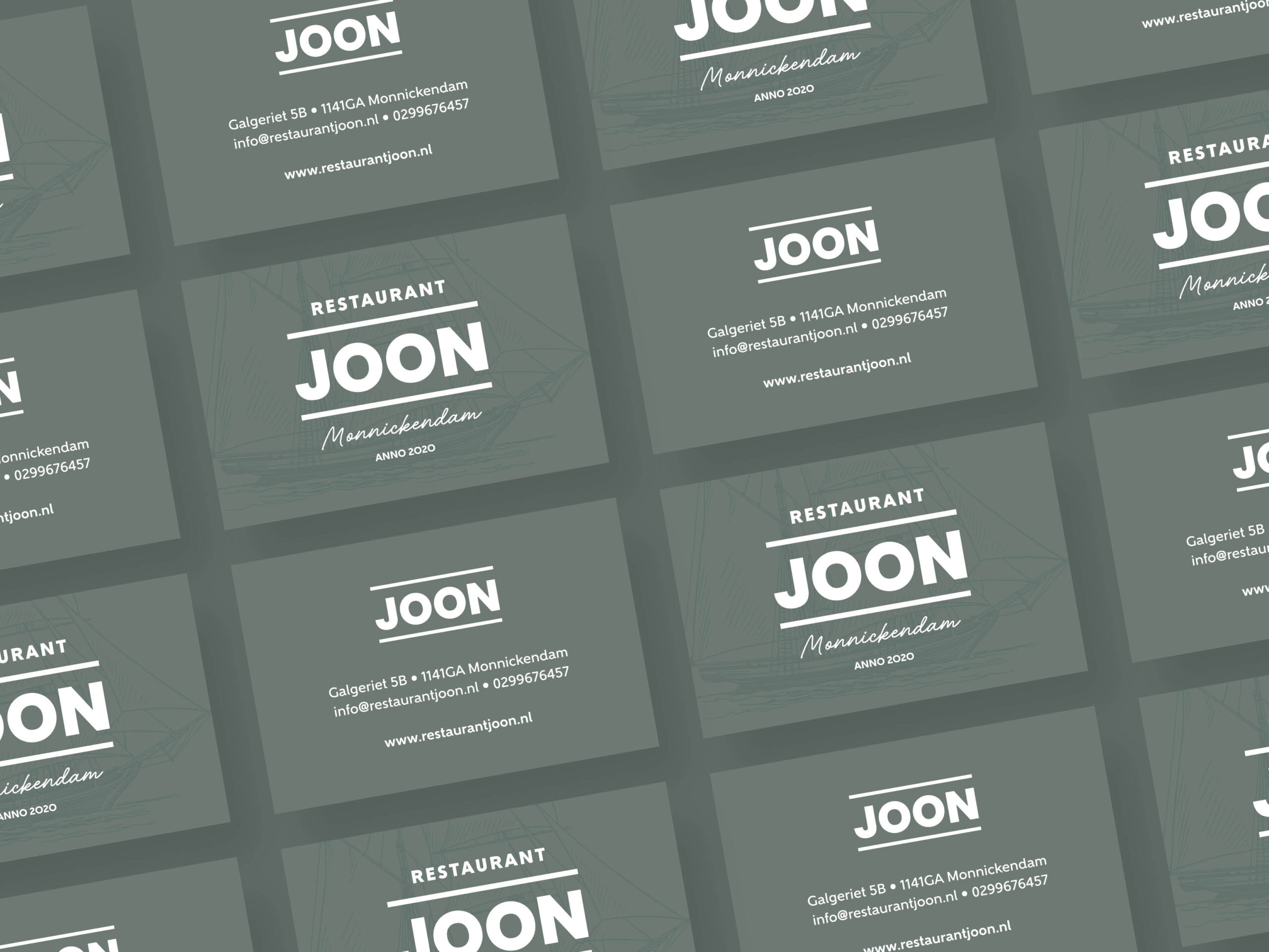 Visitekaartjes ontwerp voor Restaurant JOON Monnickendam door Sjoerd van Schagen