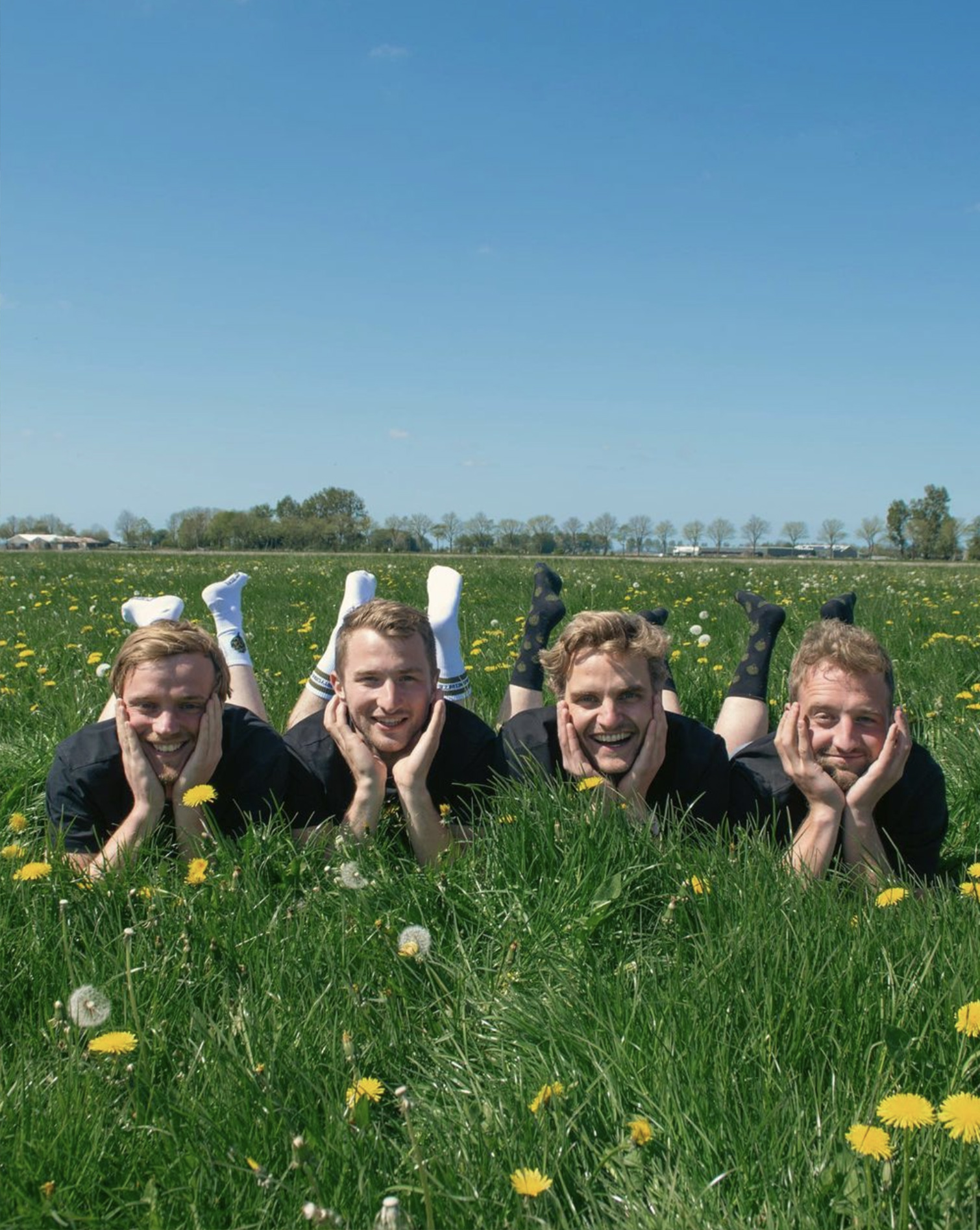 De mannen van de Westfriese Artisjok in het gras